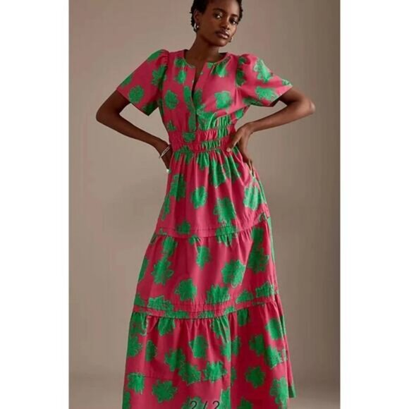 Anthropologie Dresses & Skirts - Anthropologie Somerset Maxi Dress Red with Green Floral Size Small